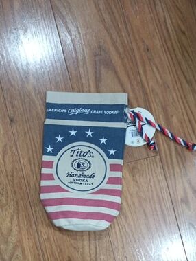 Tito's Handmade Vodka Bottle Bag/Pouch - Navy, Red, Cream